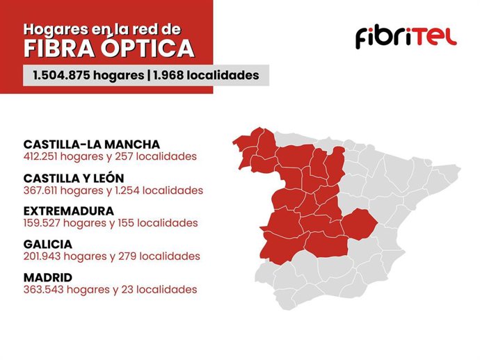 Archivo - Mapa de hogares cubiertos por la red de fibra óptica de Fibritel