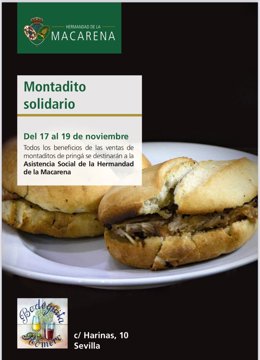 Cartel anunciador de la primera edición del 'Montaíto de pringá solidario' que organiza la Bodeguita Romero de Sevilla.