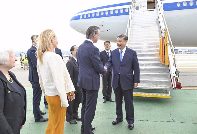 SAN FRANCISCO, Nov. 14, 2023  -- Chinese President Xi Jinping arrives at San Francisco International Airport for a summit with U.S. President Joe Biden, and to attend the Asia-Pacific Economic Cooperation (APEC)  