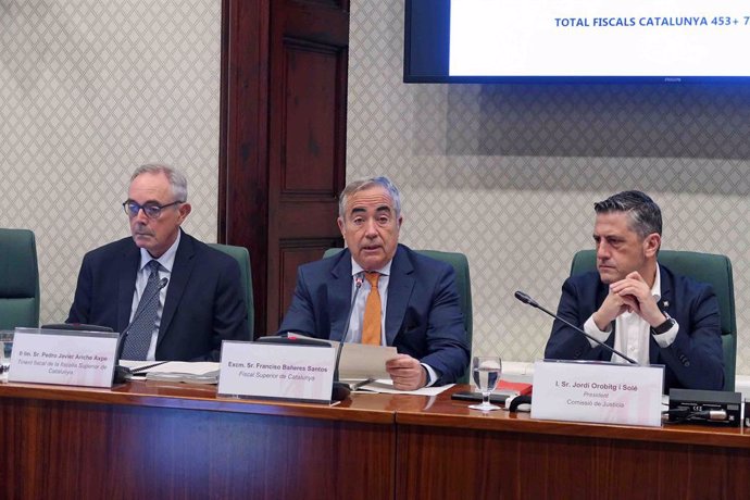 El fiscal en cap de Catalunya, Francisco Bañeres, presenta la memria del 2022 al Parlament.