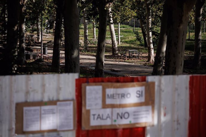 Archivo - Varios árboles en el parque de Arganzuela