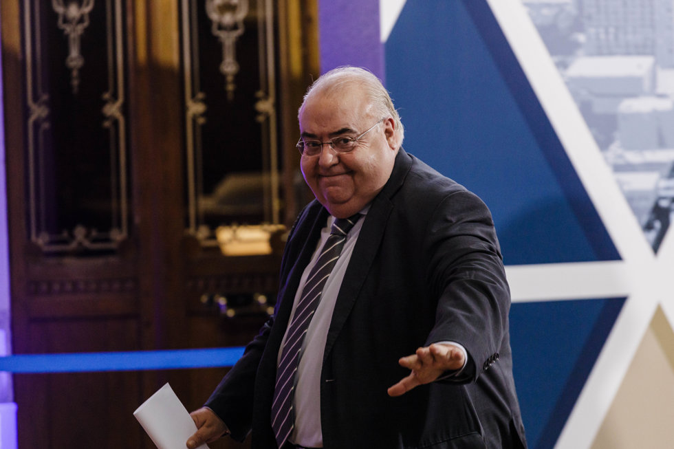El secretario de Estado de Justicia, Antonio 'Tontxu' Rodríguez, durante la celebración del Día Nacional del Procura, en el Palacio de la Bolsa.
