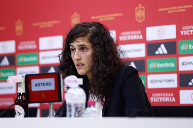 Montse Tome, head coach of Spain Women Team, attends her press conference after the announcement of the squad list for the Spain Women Team matches for the UEFA Nations League celebrated at Ciudad del Futbol in on October 18, 2023, in Las Rozas, Madrid, S