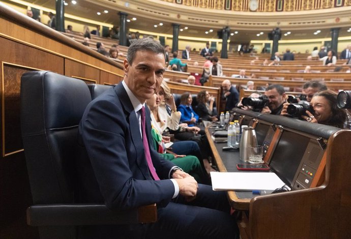 El presidente del Gobierno, Pedro Sánchez, en el debate de investidura 