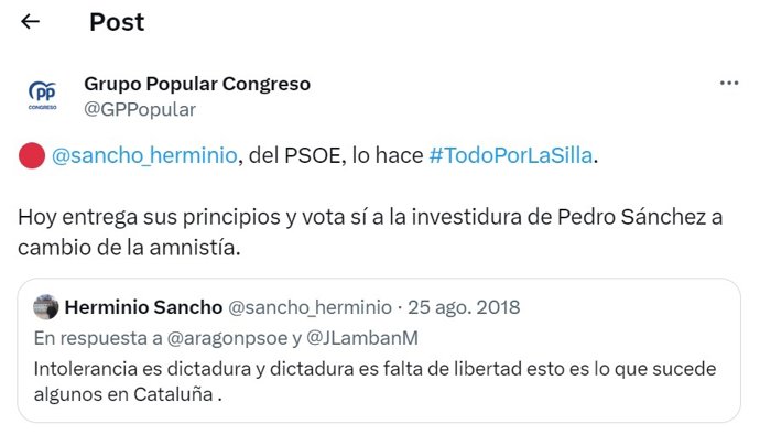 El PP señala en redes sociales a los 121 diputados de PSOE por su voto ...