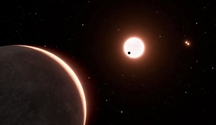 Este es un concepto artístico del exoplaneta cercano LTT 1445Ac, que tiene el tamaño de la Tierra.