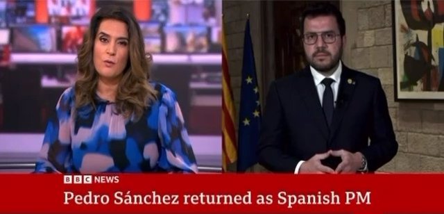 Captura de pantalla de l'entrevista de BBC News al president de la Generalitat, Pere Aragonès