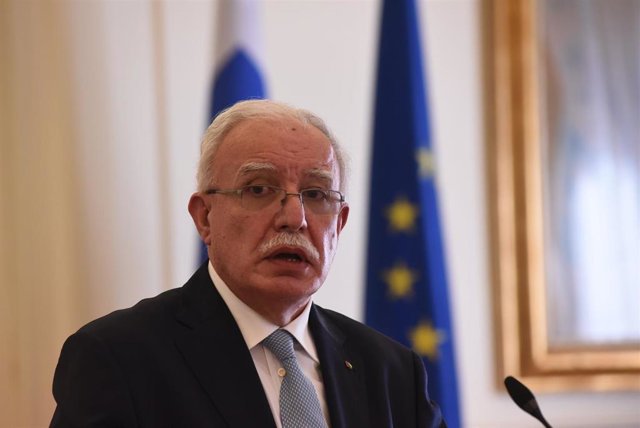 Archivo - El ministro de Exteriores de la Autoridad Palestina, Riyad al Maliki