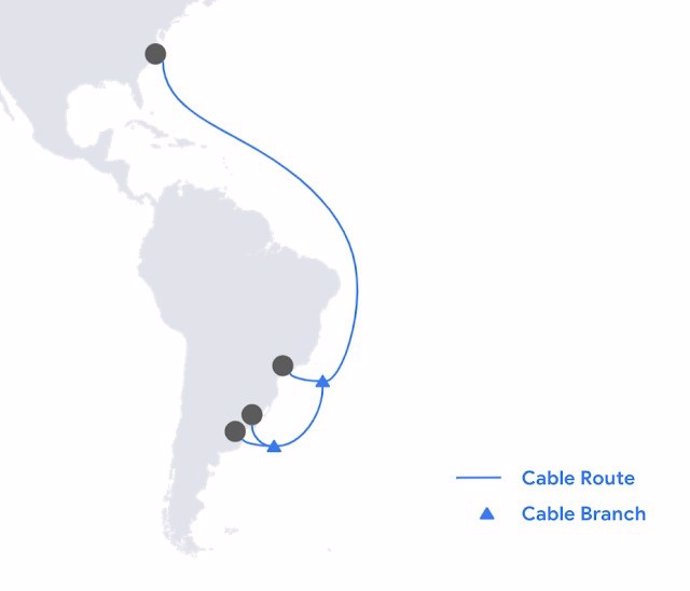 Archivo - Trazado del cable submarino de Google denominado 'Firmina'