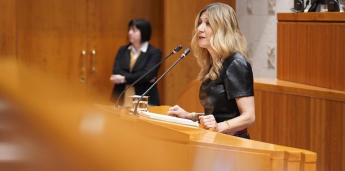 La vicepresidenta segunda del Gobierno de Aragón y consejera de Economía, Empleo e Industria, Mar Vaquero, en el Pleno de la Cortes