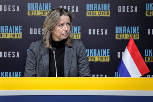 Archivo - La ministra de Defensa de Países Bajos, Kajsa Ollongren, en Kiev (Ucrania)
