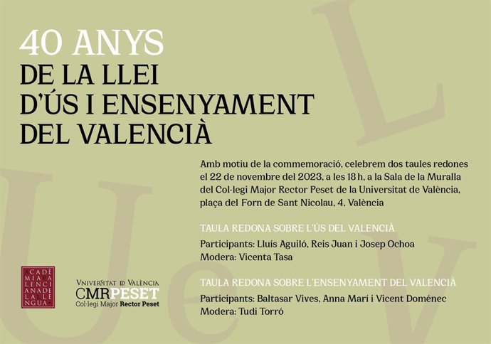 L'AVL celebra els 40 anys de la Llei d'Ús i Ensenyament amb dos taules redones