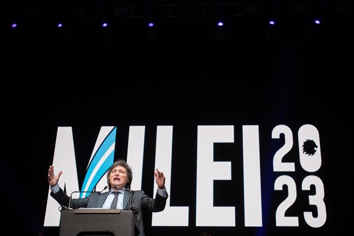 El candidato presidencial argentino por La Libertad Avanza, Javier Milei
