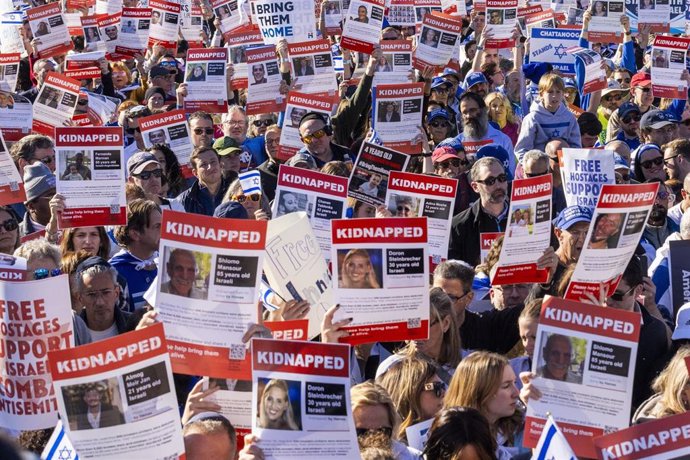 Una manifestación en Washington D.C. (Estados Unidos) para pedir la liberación de los rehenes retenidos por Hamás en Gaza