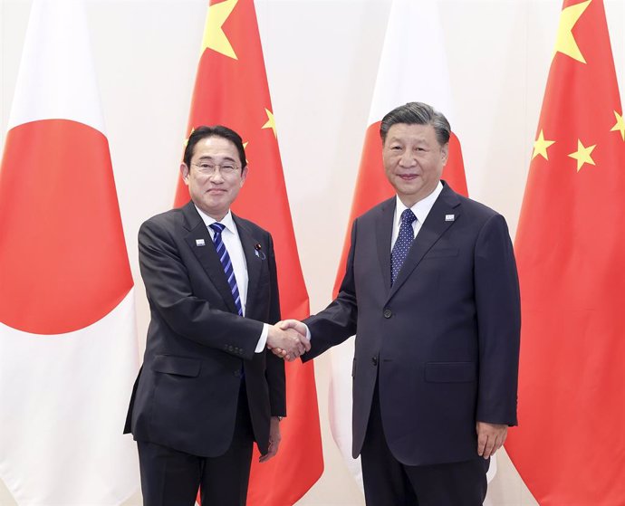 SAN FRANCISCO, Nov. 16, 2023  -- Chinese President Xi Jinping meets with Japanese Prime Minister Fumio Kishida in San Francisco, the United States, Nov. 16, 2023.