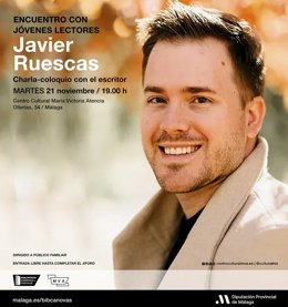 Cartel del encuentro con el escritor Javier Ruescas organizado por la Diputación de Málaga.