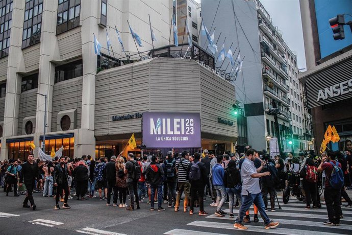 Sede de campaña de Javier Milei en Buenos Aires