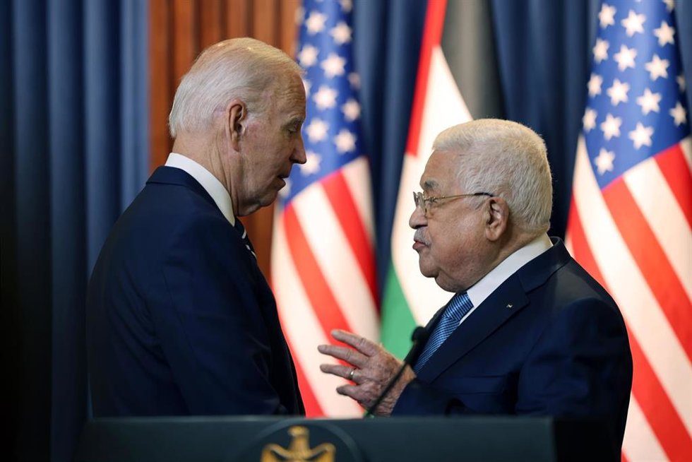 Archivo - El presidente de EEUU, Joe Biden, y el presidente de la Autoridad Palestina, Mahmud Abbas. Imagen de archivo.