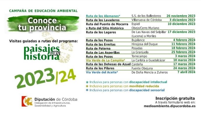 La Diputación de Córdoba pone en marcha la campaña de educación ambiental 'Conoce tu provincia'