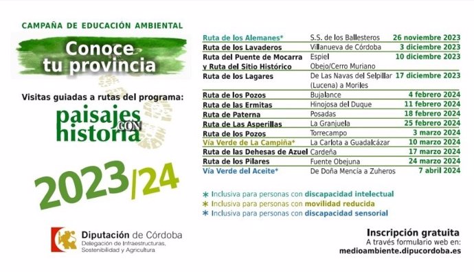La Diputación de Córdoba pone en marcha la campaña de educación ambiental 'Conoce tu provincia'
