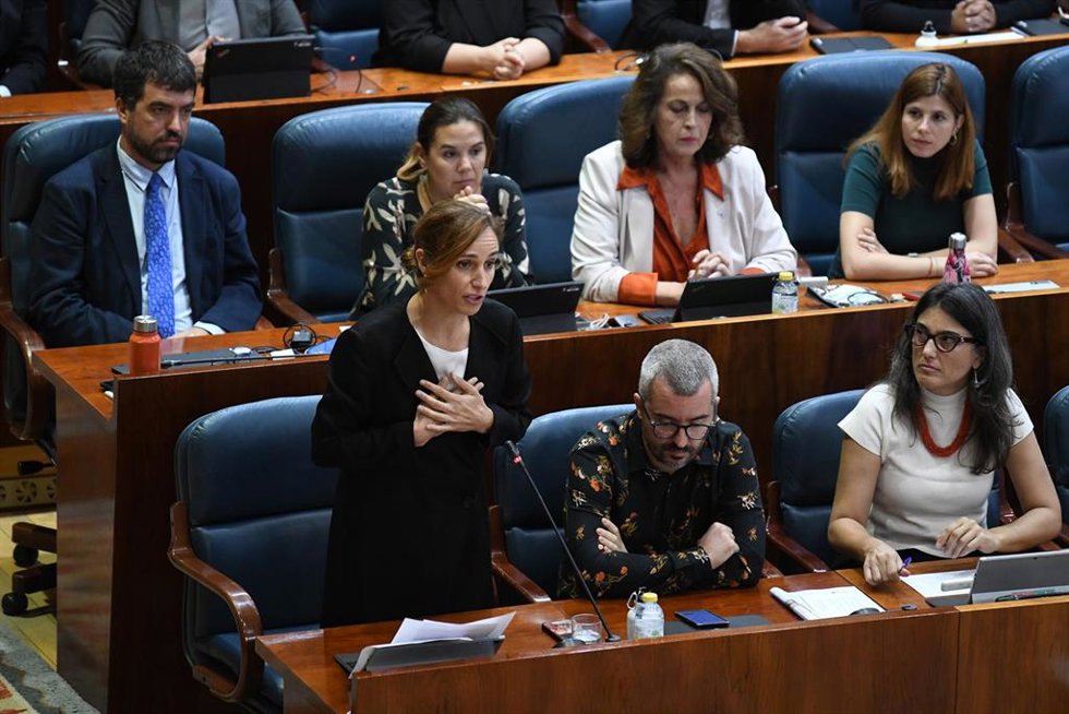 Archivo - La portavoz de Más Madrid en la Asamblea de Madrid, Mónica García, interviene durante un pleno de la Asamblea de Madrid.