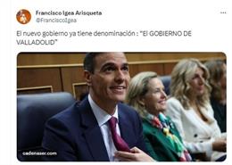 Captura del mensaje en 'X' publicado por Igea tras conocerse la nueva composición del Gobierno de Pedro Sánchez