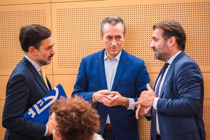 El vicepresidente del Cabildo de Tenerife, Lope Afonso, el portavoz de CC, José Miguel Ruano, y el consejero de Industria, Manuel Fernández