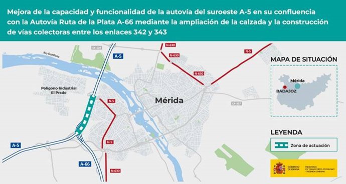 Proyecto de mejora de la capacidad de la A-5 en Mérida