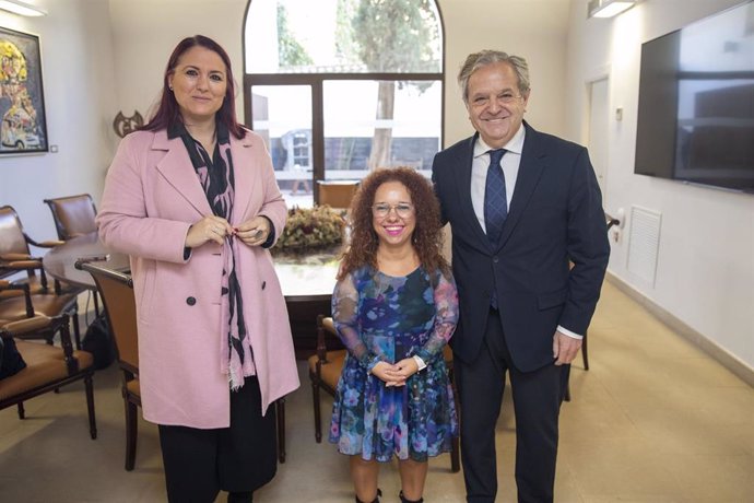 El presidente de la Diputación de Córdoba, Salvador Fuentes, en la reunión con representantes del Cermi Andalucía.