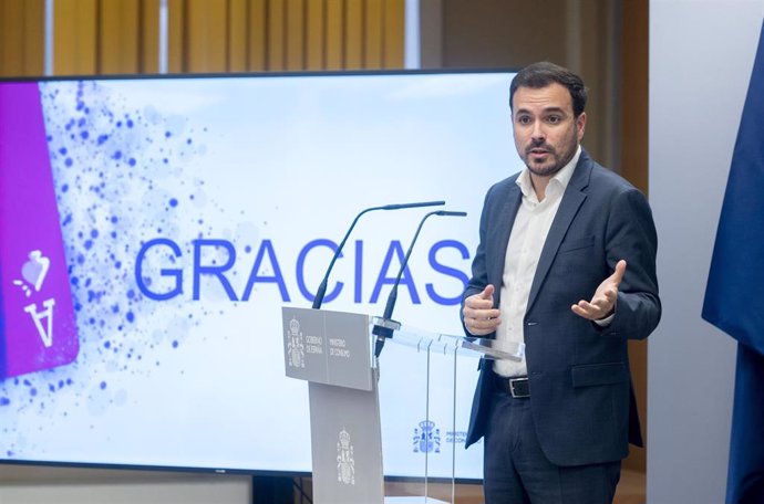 Archivo - El exministro de Consumo, Alberto Garzón, en la presentación del Estudio de prevalencia de juego 2022-2023, en la sede del Ministerio, a 20 de octubre de 2023, en Madrid (España). 