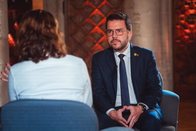 El president de la Generalitat, Pere Aragonès, en una entrevista de Tv3.
