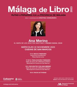 La primera cita de la temporada se realizará en el municipio de Cuevas de San Marcos, este miércoles 22 de noviembre, gracias a la ruta guiada dirigida por Ana Merino con un itinerario basado en algunos elementos que aparecen en 'El mapa de los afectos'.