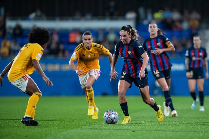 Archivo - 9 Mariona Caldenteny of FC Barcelona in action during the UEFA Womens Champions League, football match played between FC Barcelona and Benfica at Johan Cruyff Stadium on October 19, 2022 in Barcelona, Spain.