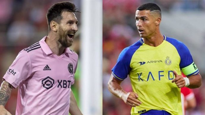 Los futbolistas Leo Messi (Inter MIami) y Cristiano Ronaldo (Al-Nassr).