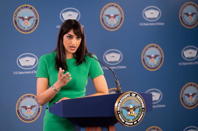 Archivo - May 4, 2023, Arlington, VA, United States of America: Pentagon Deputy Press Secretary Sabrina Singh responds to a question from a reporter during a press briefing at the Pentagon, May 4, 2023 in Arlington, Virginia.