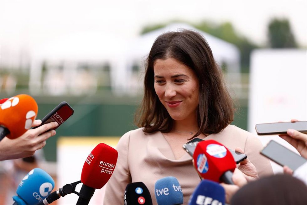 Archivo - Garbiñe Muguruza, durante una conferencia de prensa.