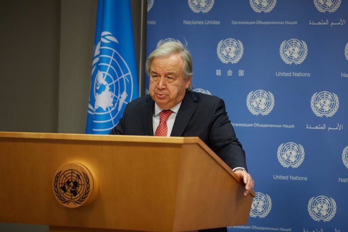 November 6, 2023, New York, New York, USA: UN Secretary-General António Guterres delivers remarks on the situation in Gaza to the press at the noon day briefing