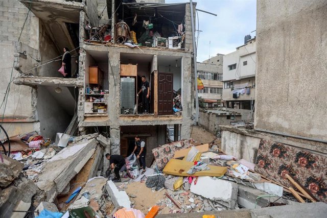 Edificios destruidos por los bombardeos israelíes contra la Franja de Gaza