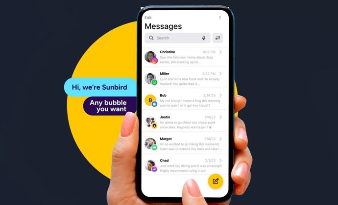 La aplicación de mensajería Sunbird.
