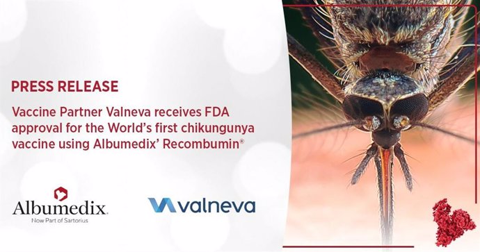 Vaccine Partner Valneva receives FDA approval for the Worlds first chikungunya vaccine using Albumedix Recombumin