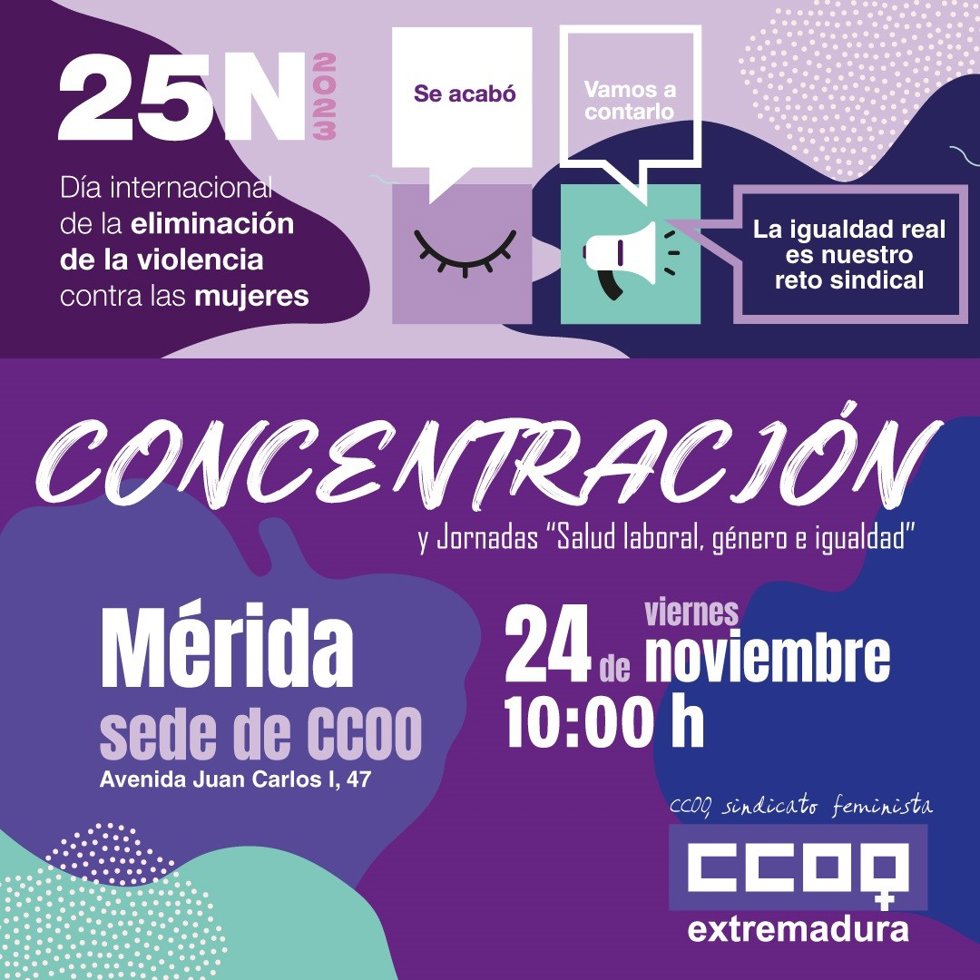 Cartel concentración de CCOO por el 25N