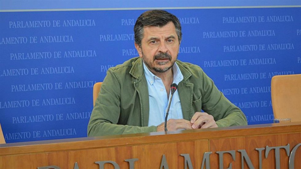 El portavoz parlamentario del PP-A, Toni Martín, en rueda de prensa.