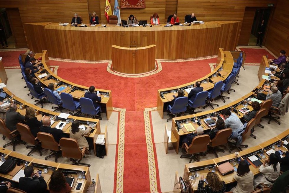 Pleno del Parlamento de Galicia presidido por la vicepresidenta primera, Elena Candia.