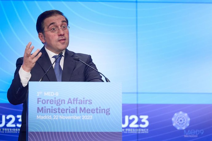 El ministro de Asuntos Exteriores, Unión Europea y Cooperación, José Manuel Albares, ofrece una rueda de prensa