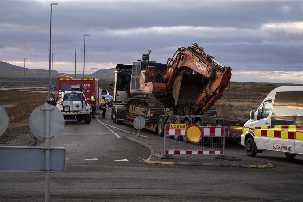 Puesto de control en los accesos a la localidad de Grindavik