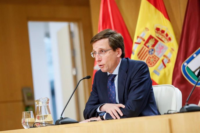 El alcalde de Madrid, José Luis Martínez-Almeida, en rueda de prensa posterior a la Junta de Gobierno