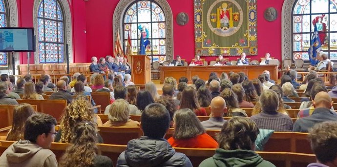 Acto del 50 aniversario de los estudios en Geología, en la sala Paraninfo