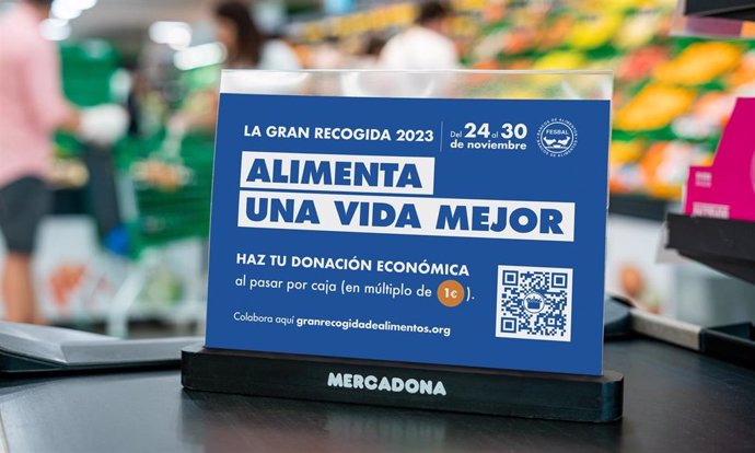 Separador con información sobre la campaña, en un supermercado de Mercadona.