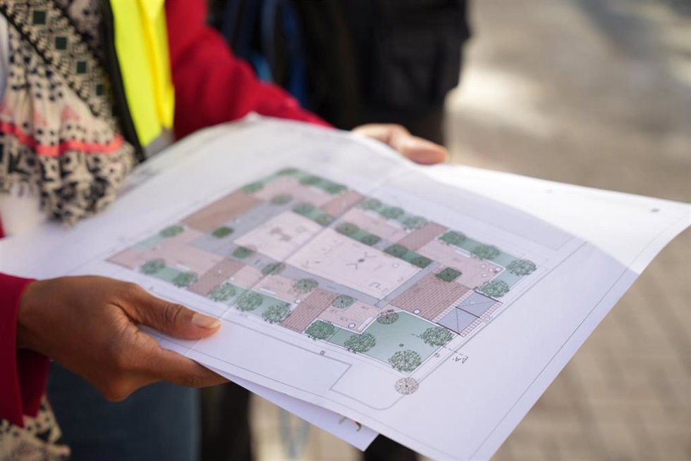 Las obras de renovación de la plaza de Aurelio Gomollón en Bailén Miraflores se encuentran al 60% de ejecución