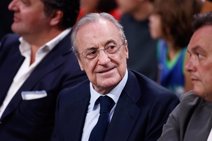 Archivo - Florentino Perez, President of Real Madrid, is seen during the basketball friendly match played between Real Madrid and Dallas Mavericks at Wizink Center pavilion on October 10, 2023, in Madrid, Spain.